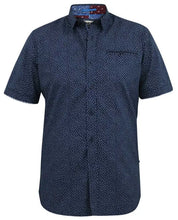 Load image into Gallery viewer, D555 Brody - 101503 - Navy print shirt with hidden button down collar and pocket