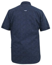 Load image into Gallery viewer, D555 Brody - 101503 - Navy print shirt with hidden button down collar and pocket
