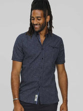 Load image into Gallery viewer, D555 Brody - 101503 - Navy print shirt with hidden button down collar and pocket