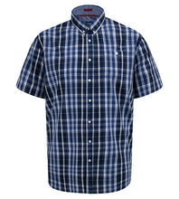 Load image into Gallery viewer, WALSALL-D555 Navy Check Button Down Collar S/S Shirt With Pocket - 101711
