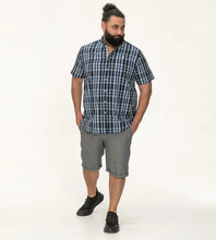 Load image into Gallery viewer, WALSALL-D555 Navy Check Button Down Collar S/S Shirt With Pocket - 101711