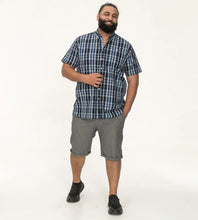 Load image into Gallery viewer, WALSALL-D555 Navy Check Button Down Collar S/S Shirt With Pocket - 101711