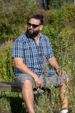 Load image into Gallery viewer, WALSALL-D555 Navy Check Button Down Collar S/S Shirt With Pocket - 101711