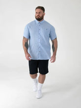Load image into Gallery viewer, CLARKE 101900-D555 Blue Linen Mix S/S Shirt With Button Down Collar & Pocket