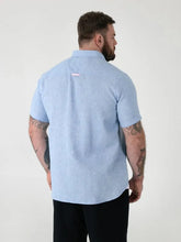 Load image into Gallery viewer, CLARKE 101900-D555 Blue Linen Mix S/S Shirt With Button Down Collar & Pocket