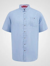 Load image into Gallery viewer, CLARKE 101900-D555 Blue Linen Mix S/S Shirt With Button Down Collar & Pocket