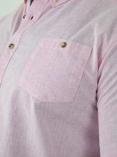 Load image into Gallery viewer, CLARKE 101901-D555 Pink Linen Mix S/S Shirt With Button Down Collar & Pocket