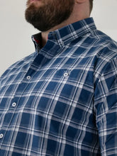 Load image into Gallery viewer, MORRIS-D555 French Navy Check Button Down Collar S/S Shirt With Pocket
