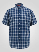 Load image into Gallery viewer, MORRIS-D555 French Navy Check Button Down Collar S/S Shirt With Pocket