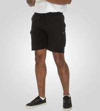 Load image into Gallery viewer, WIGAN 2-D555 Black Elasticated Waist Fleece Cargo Shorts With Bear Embroidery - 211707