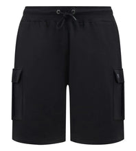 Load image into Gallery viewer, WIGAN 2-D555 Black Elasticated Waist Fleece Cargo Shorts With Bear Embroidery - 211707
