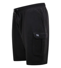 Load image into Gallery viewer, WIGAN 2-D555 Black Elasticated Waist Fleece Cargo Shorts With Bear Embroidery - 211707
