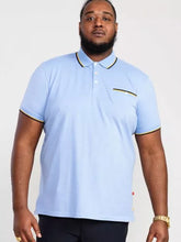 Load image into Gallery viewer, D555 TALBOT-Blue Pique Polo Shirt With Jacquard Collar Cuffs And Pocket Opening - 611310