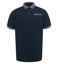 Load image into Gallery viewer, D555 ILKESTON-Navy Jacquard Collar And Cuff Short Sleeve Pique Polo With Chest Pocket - 611708