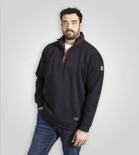 Load image into Gallery viewer, LEICESTER 1-D555 Navy Quarter Neck Fleece Sweatshirt With Chest Embroidery 621802