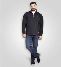 Load image into Gallery viewer, LEICESTER 1-D555 Navy Quarter Neck Fleece Sweatshirt With Chest Embroidery 621802
