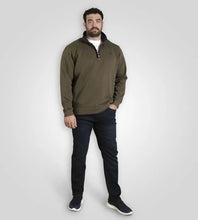 Load image into Gallery viewer, LEICESTER 2-D555 Khaki Quarter Neck Fleece Sweatshirt With Chest Embroidery 621803