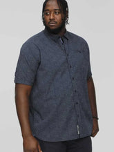 Load image into Gallery viewer, D555 Brody - 101503 - Navy print shirt with hidden button down collar and pocket
