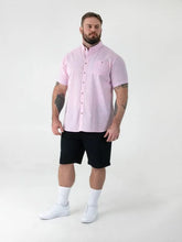 Load image into Gallery viewer, CLARKE 101901-D555 Pink Linen Mix S/S Shirt With Button Down Collar &amp; Pocket
