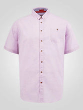 Load image into Gallery viewer, CLARKE 101901-D555 Pink Linen Mix S/S Shirt With Button Down Collar &amp; Pocket
