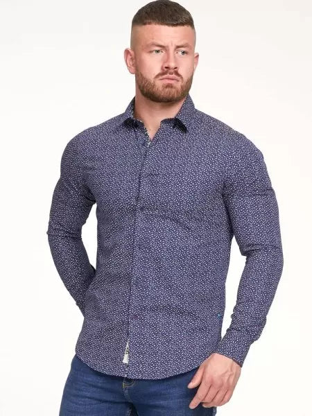 VALENCE-D555 L/S Micro AOP With Concealed Button Down Collar Shirt