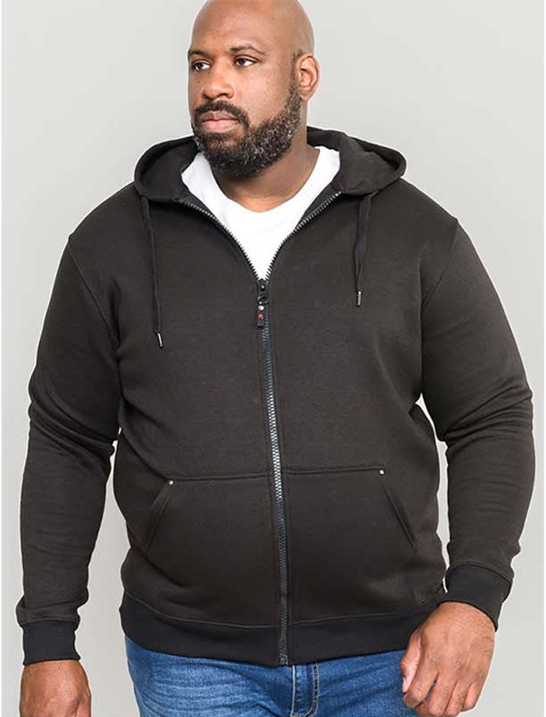 CANTOR - Rockford Heavy Weight Zip Through Hooded Sweatshirt in Black