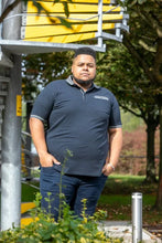 Load image into Gallery viewer, D555 ILKESTON-Navy Jacquard Collar And Cuff Short Sleeve Pique Polo With Chest Pocket - 611708

