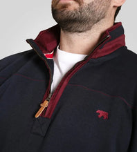 Load image into Gallery viewer, LEICESTER 1-D555 Navy Quarter Neck  Fleece Sweatshirt With Chest Embroidery 621802

