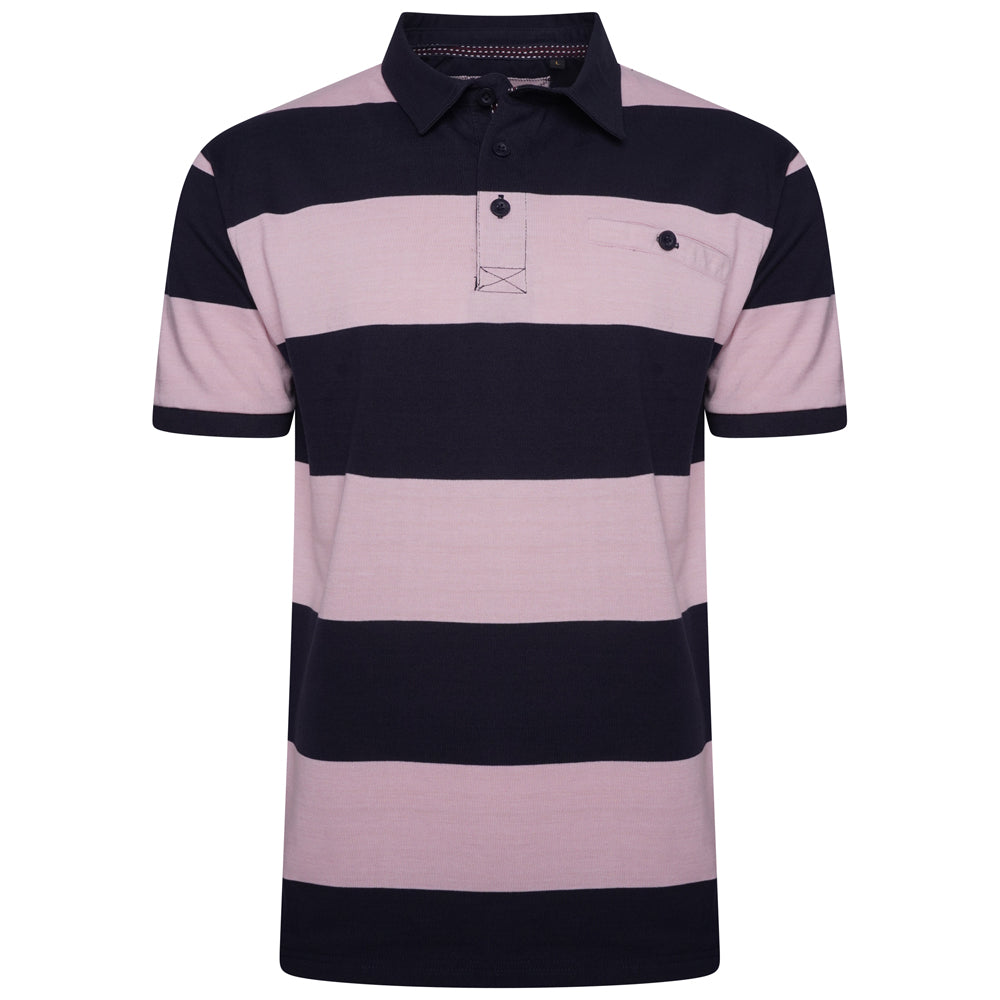 Striped Rugby Polo - KBS 5523 Pink