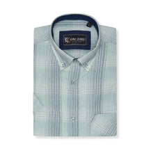 Load image into Gallery viewer, KAM 6382 SS Textured check shirt MINT
