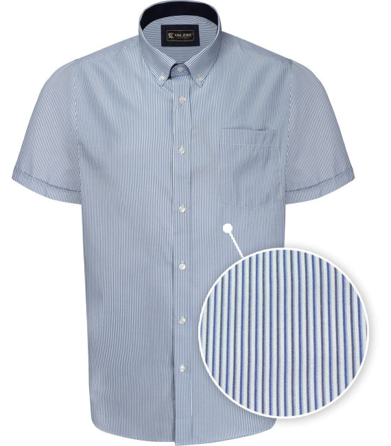 KAM Short Sleeve stripe shirt-Blue/white